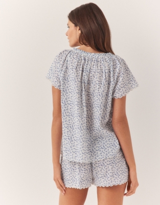 Cotton Bloom Print Boho Shortie Pajama Set