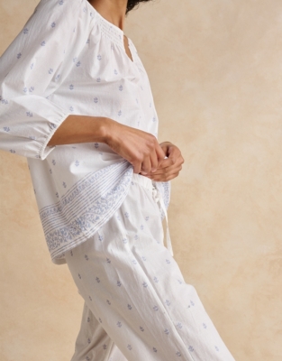 Cotton Border Print Boho Pajama Set