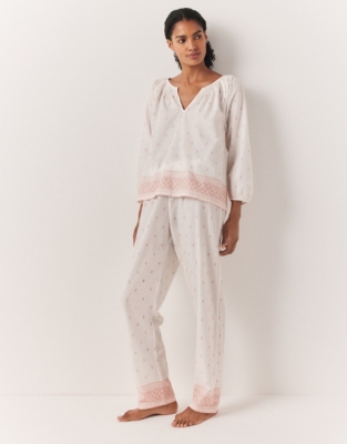 Cotton Border Print Boho Pajama Set