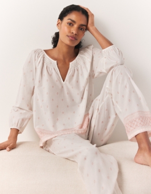 Cotton Border Print Boho Pajama Set