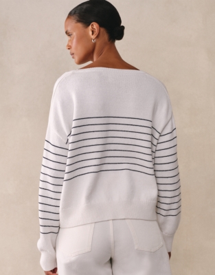Cotton Breton Stripe Curved Hem Jumper