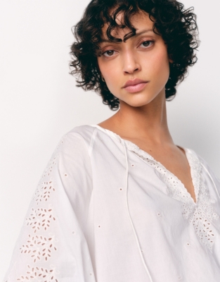 Cotton Broderie Boho Blouse