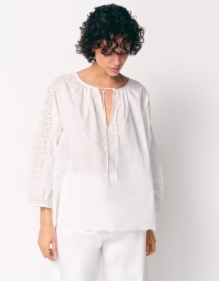 Cotton Broderie Boho Blouse