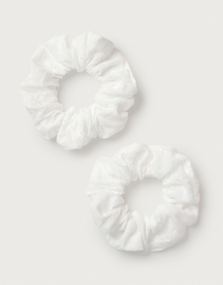 Cotton Broderie Scrunchie – Set of 2