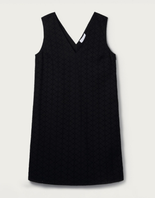 Cotton Broderie V-Neck Shift Dress