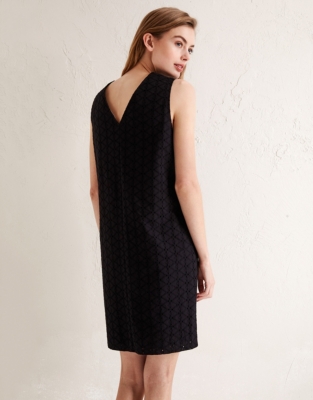 Cotton Broderie V-Neck Shift Dress