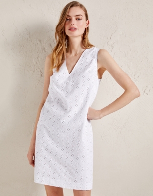 white broderie anglaise shift dress