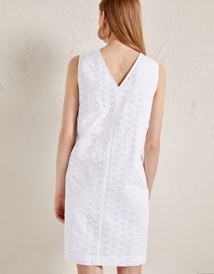 white broderie anglaise shift dress