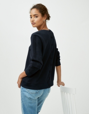 Cotton Button-Back Sweatshirt