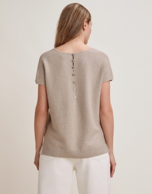 Cotton Button Back Textured Knitted Tank