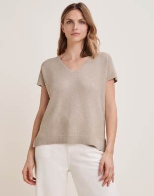 Cotton Button Back Textured Knitted Tank