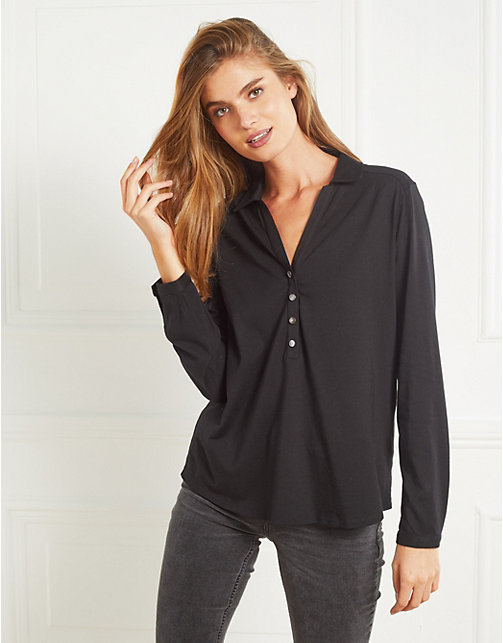 Cotton Button Detail Jersey Shirt | Clothing Sale | The White Company UK