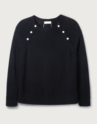 Cotton Button Shoulder Jumper Clothing Sale The White Company UK