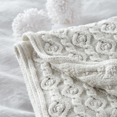 Cotton Cashmere Cable Knit Baby Blanket