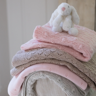 CottonCashmere CableKnit Baby Blanket Blankets The White Company US