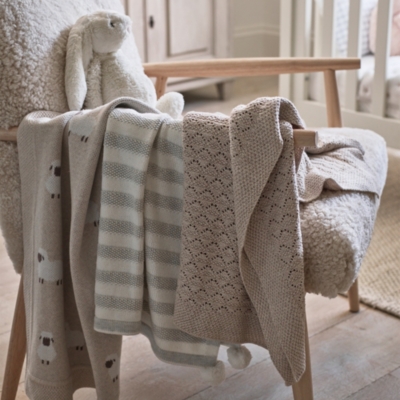 CottonCashmere Striped Blanket Blankets The White Company US