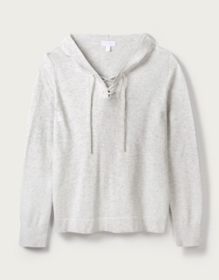Cotton-Cashmere Tie-Detail Hoodie | Clothing Sale | The White Company UK