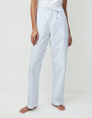Cotton Chalk Stripe Pyjama Bottoms | Pyjamas | The White Company UK