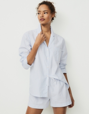 Cotton Chalk Stripe Pyjama Shorts | Pyjamas | The White Company UK
