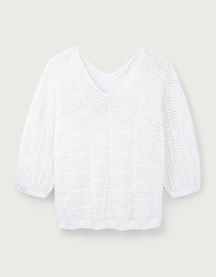 Cotton Crochet Batwing Sweater