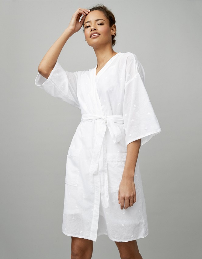Cotton Daisy Embroidered Robe | Nightwear & Robes Sale | The White ...