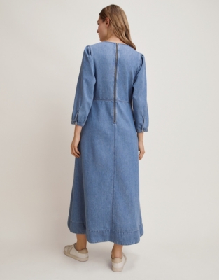 Cotton Denim Midi Dress