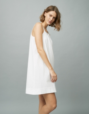 Cotton Dobby Lace-Strap Nightgown 