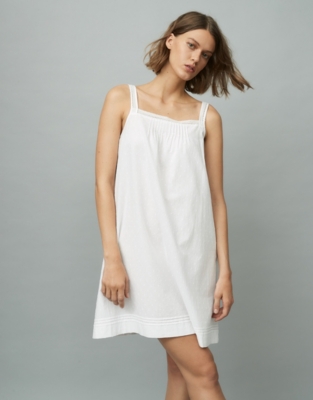 Cotton Dobby Lace-Strap Nightgown 