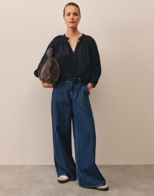 Cotton Embroidered Long Sleeve Blouse