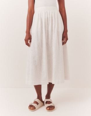 Cotton Embroidered Midi Skirt