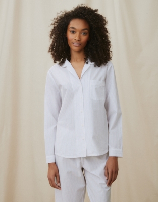Cotton Fine-Stripe Pajama Shirt | Pajamas | The White Company US