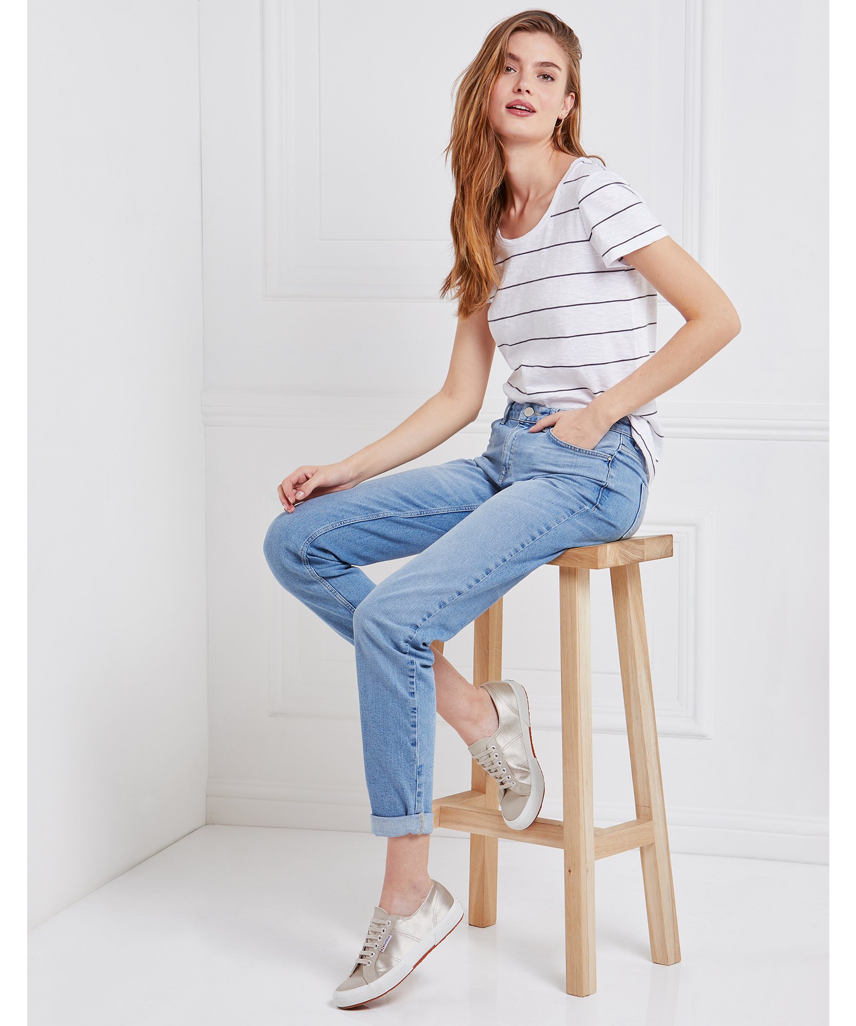 Cotton Fine Stripe T-Shirt | All Clothing Sale | The White Company US