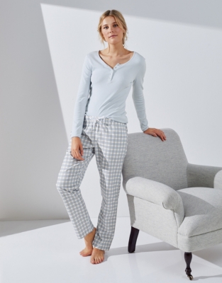 Cotton Flannel Gingham Pyjama Bottoms, Nightwear & Robes Sale