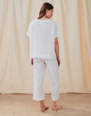 Women's Classic Cotton White Sateen Pyjamas