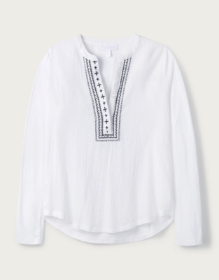 CottonFront Embroidered Jersey Shirt Tops & TShirts The White
