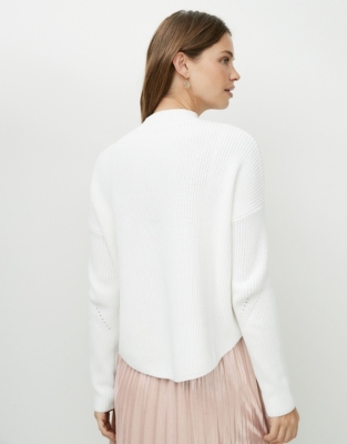 Cotton FunnelNeck Pointelle Jumper Clothing Sale The White Company UK