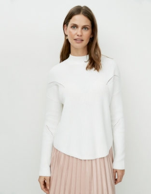 Cotton FunnelNeck Pointelle Jumper Clothing Sale The White Company UK