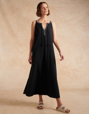 Cotton Gauze Embroidered Maxi Dress Clothing Sale The White Company UK