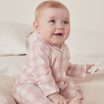 Cotton Heart Gingham Sleepsuit (0–24mths)