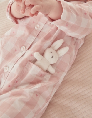 Cotton Heart Gingham Sleepsuit (0–24mths)