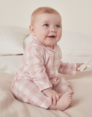 Cotton Heart Gingham Sleepsuit (0–24mths)