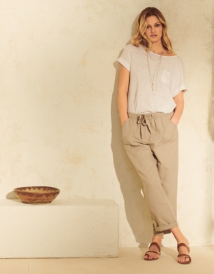 Image of Cotton Herringbone Pants