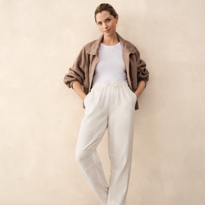 Cotton Herringbone Tapered Trousers