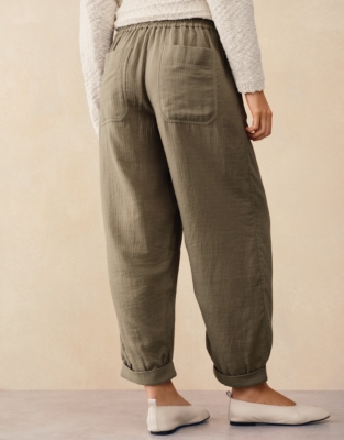 Cotton Herringbone Tapered Trousers