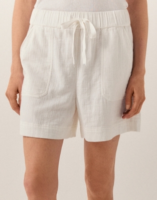 Cotton Herringbone Utility Shorts