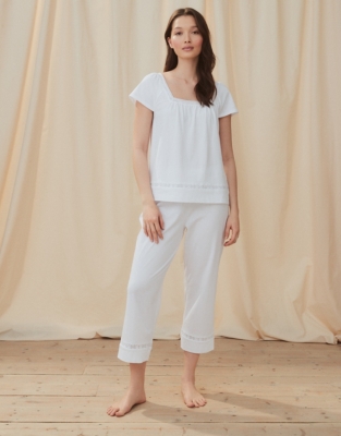 CottonJersey LaceInsert Crop Pyjama Set Nightwear & Robes Sale