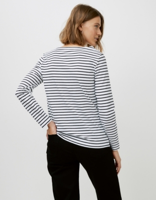 Cotton Jersey Square Neck Stripe Top | Clothing Sale | The White Company UK