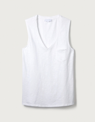 Cotton Jersey VNeck Pocket Vest Clothing Sale The White Company UK