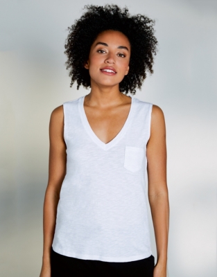Cotton Jersey VNeck Pocket Vest Clothing Sale The White Company UK