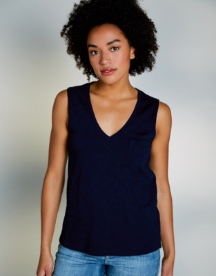 Cotton Jersey VNeck Pocket Vest Clothing Sale The White Company UK